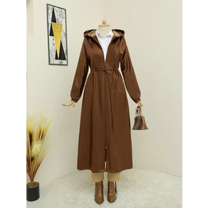 Mac Moda Tünel Bağcıklı Kapşonlu Uzun Deri Kap