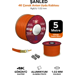 Anten Uydu Kablosu Turuncu Ren Rg6 U4 Tv Anten Kablo -5,10,20,30,40,50,60,70,80,90,100 M