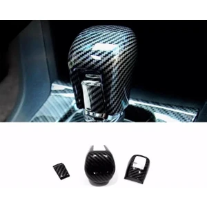 Honda Civic Fc5 Fk7 Için Uyumlu Karbon Desenli Vites Topuzu  Anahtarlık Hediye 3'lü Set