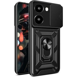 M.tk moveteck Xiaomi Poco X7 Pro Kılıf Kamera Korumalı Sürgülü Dönebilen Yüzüklü Armor Military Tank Kızaklı Kapak