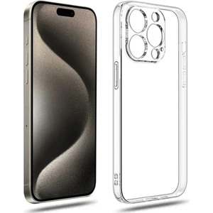 (Tıpalı Şeffaf) Apple iPhone 15 Pro Max Kamera Koruyuculu Şarj Yeri Tıpalı Yumuşak Şeffaf Silikon Kılıf