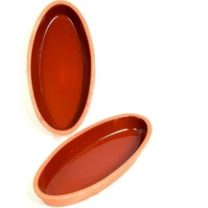 Cappadocia Family Store Toprak Içi Sırlı 27 cm Oval 2'li Güveç Tava Orta Boy