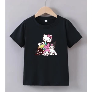 Kaliteli Pamuk Penye Unisex Erkek Kız  Çocuk Baskılı Tshirt 5 6 7 8 9 10 11 12 13 14 Yaş Hellokitty
