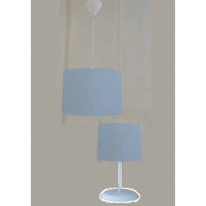 Dante Mavi Kumaş Kaplama 2.li Set Yatak Odası Genç ve Çocuk Odası Avize ve Abajur Seti