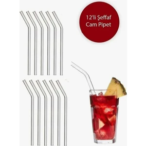 12'li Şeffaf Cam Pipet Eğimli Büyük 20 cm