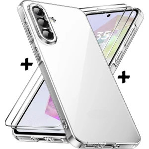 M.TK Moveteck Samsung Galaxy A36 Kılıf Kamera Çıkıntılı Korumalı Yumuşak Şeffaf Silikon + 9h Ekran Koruyucu Cam Set