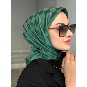 Dama Desen Jakarlı Eşarp Zümrüt