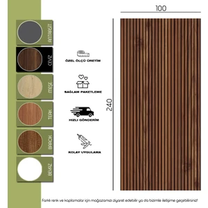 Karaağaç Mimarlık 100 x 240 Mdf Ahşap Akustik Duvar ve Tavan Paneli-Açık Ceviz