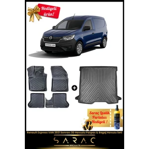 Renault Express Van 2021 Sonrası Araca Özel 3D Havuzlu Paspas & Bagaj Havuzu Seti+
