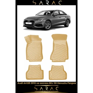 Audi A4 2018 Model Bej Araca Özel 3D Havuzlu Paspas