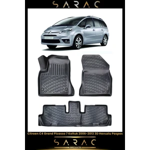 Citroen C4 Grand Picasso 7 Koltuk 2012 Model Araca Özel 3D Havuzlu Paspas