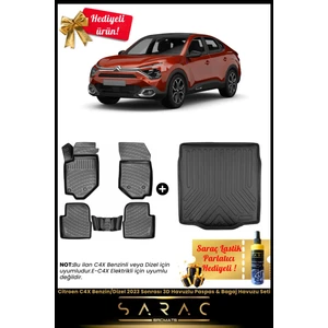 Citroen C4X Benzin/dizel 2022 Sonrası Araca Özel 3D Havuzlu Paspas & Bagaj Havuzu Seti