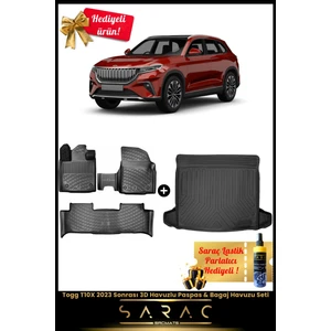 Togg T10X 2023 Sonrası Araca Özel 3D Havuzlu Paspas & Bagaj Havuzu Seti (Hediyeli!)