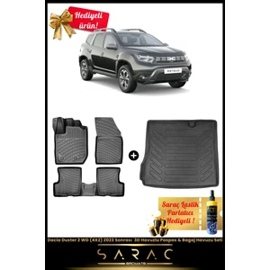 Dacia Duster 2 Wd (4x2) 2023 Sonrası Araca Özel 3D Havuzlu Paspas & Bagaj Havuzu Seti