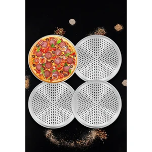 Delikli Pizza Lahmacun Tepsisi Çelik 17 ve 22 cm 4 Lü Set 721570