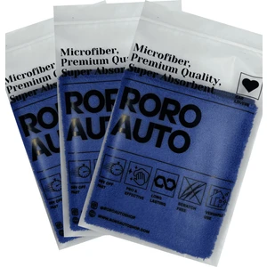 Roro Auto Fuji 3'lü Mikrofiber Araç Kurulama ve Oto Temizlik Bezi  40X40 440 Gsm Mavi