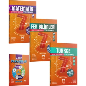 Mozaik 7. Sınıf Matematik Fen Türkçe Soru Bankası Seti 2024 (Paragraf Soru Bankası Hediye)