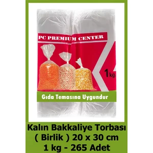 PC Premium Center ( Birlik ) Kalın Bakkaliye Torbası 20 X 30 Cm 1 Kg 265 Adet - Buzdolabı Poşeti - Bakliyat Naylonu