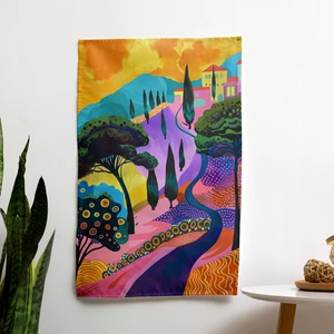 Painted Anarchy Pop Art Manzara Ranforce Duvar Örtüsü - Canlı Renkler, Süblimasyon Baskı - Yatak Odası, Oturma