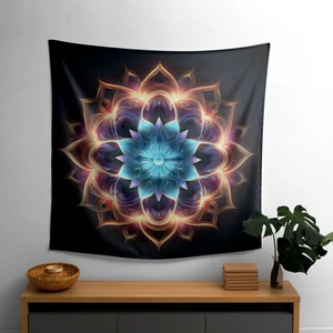 Painted Anarchy Karanlıkta Parlayan Mandala Duvar Örtüsü - %100 Pamuk Arka, Polyester Ön - Canlı Renkler,