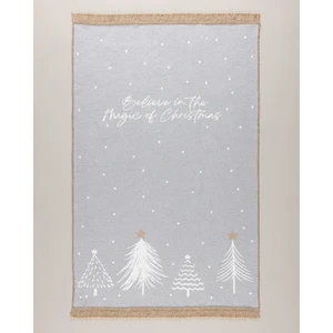 Fougère Pamuklu Saçaklı Dokuma Kilim - Gri/beyaz - 120X180 cm