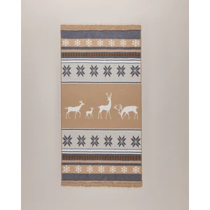 Cascade Pamuklu Saçaklı Dokuma Kilim - Beyaz/bej/antrasit - 60X100 cm