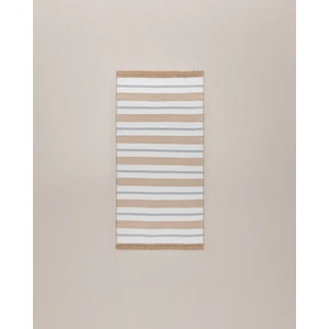 Serein Pamuklu Saçaklı Dokuma Kilim - Bej/gri - 60X100 cm