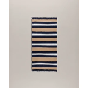 Rosée Pamuklu Saçaklı Dokuma Kilim - Bej/lacivert - 60X100 cm