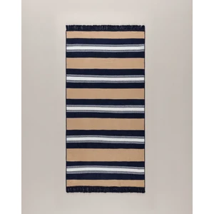Rosée Pamuklu Saçaklı Dokuma Kilim - Bej/lacivert - 80X150 cm