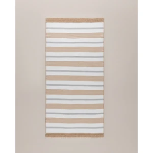 Serein Pamuklu Saçaklı Dokuma Kilim - Bej/gri - 80X150 cm