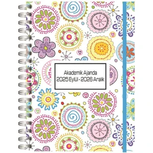 2025 Eylül - 2026 Aralık Spiralli Akademik Ajanda A5 15X21 cm Tasarım-1