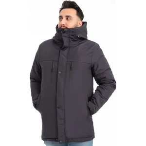 Erkek Lacivert Içi Polarlı Kürklü Su ve Rüzgar Geçirmez Kapüşonlu Kışlık Mont & Kaban & Parka