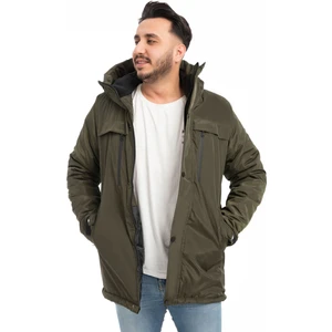 Erkek Haki Içi Polarlı Kürklü Su ve Rüzgar Geçirmez Kapüşonlu Kışlık Mont & Kaban & Parka