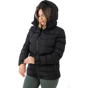 Kadın Siyah Kapüşonlu Içi Polarlı Kürklü Su Geçirmez Rüzgara Dayanıklı Şişme Mont Kaban Parka