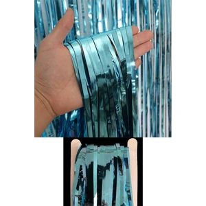 Metalize Arka Fon Kapı Perdesi Açık Mavi 100 x 200  cm
