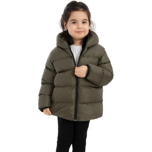 Kız Çocuk Haki Içi Polarlı Kapüşonlu Su Geçirmez Rüzgara Dayanıklı Şişme Kışlık Mont & Kaban