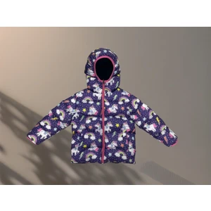 Kız Çocuk Içi Polarlı Kapüşonlu Unıcorn Desenli Kışlık Şişme Mont & Kaban & Parka