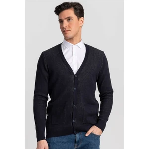 Slim Fit Düğmeli Erkek Hırka