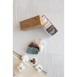 Organik Bebek Çorabı Kız Çocuklar İçin %100 Pamuklu 5'li Kutulu Set Canlı Renkler