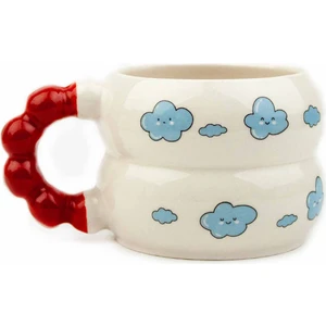 Palto Tasarım Bulut Baskılı El Yapımı Krem Parlak Harmoni Kupa Bardak