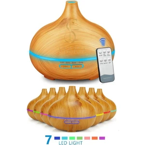 Uzaktan Kumandalı 550ML Aroma Difüzörü Ultrasonik Hava Nemlendirici Buhar Makinesi 7 Renk LED