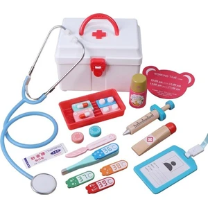 17 Adet / Takım Ahşap Pretend Oyna Doktor Tıbbi Kiti Araçları Eğitici Çocuk Oyuncak Kırmızı (Yurt Dışından)