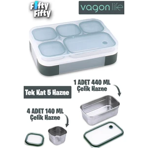 Lunch Box 1000 ml (Sızdırmaz,karışmaz 5 Hazneli) Lunchbox Yeni Nesil Sefer Tası -FFLBOX40097