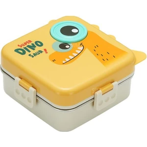 Bento 1120ML Lunchbox Dinozor Desenli Tek Katlı 3 Bölmeli Paslanmaz Çelik Sefer Tası Yemek Kutusu