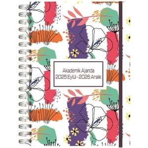 2025 Eylül - 2026 Aralık Spiralli Akademik Ajanda A5 15X21 cm Tasarım-7
