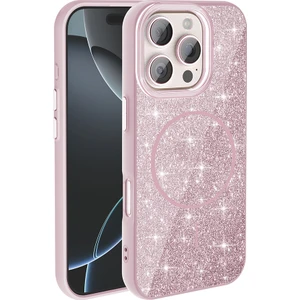 Apple iPhone 16 Pro Max Kılıf Magsafe ile Uyumlu Parlak Simli Shinig Okso Kapak