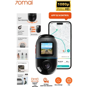 X200 Omni 128GB 360° Dönebilen Araç Içi Kamera - Siyah & Gri