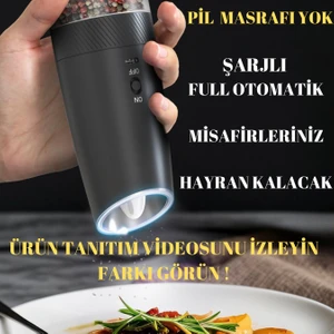 Wellq Şarjlı Otomatik Işıklı Sensörlü Yeni Nesil Tuz ve Karabiber Baharat Öğütücü