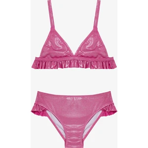 Pembe Kız Çocuk Shiny Üçgen Bikini Takımı