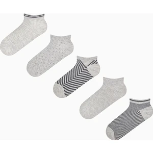Mixed Pattern Siyah Gri 5li Patik Çorap